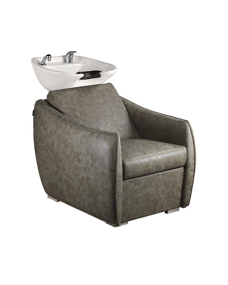 Hazel Sage - Green washing unit - White basin